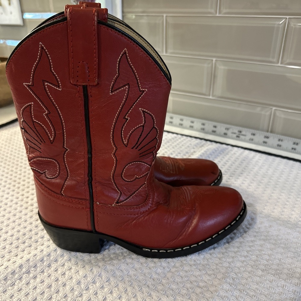 Masterson Boot Co. Red Leather Cowboy/girl Boots Size 2M Style #RB20040